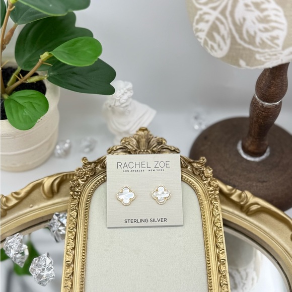 Rachel Zoe Sterling Silver Clover Stud Earrings – Alhambra Style - Picture 1 of 3